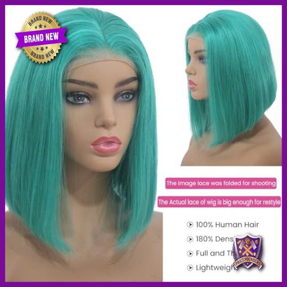 Short Bob Human Hair Lace Front Wig, Glueless, Pre Plucked, 10 Inch